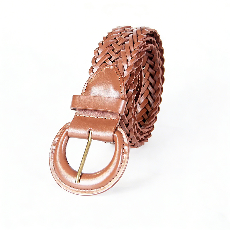 Custom Weaving PU Belt with Large Leather Buckle for Women29