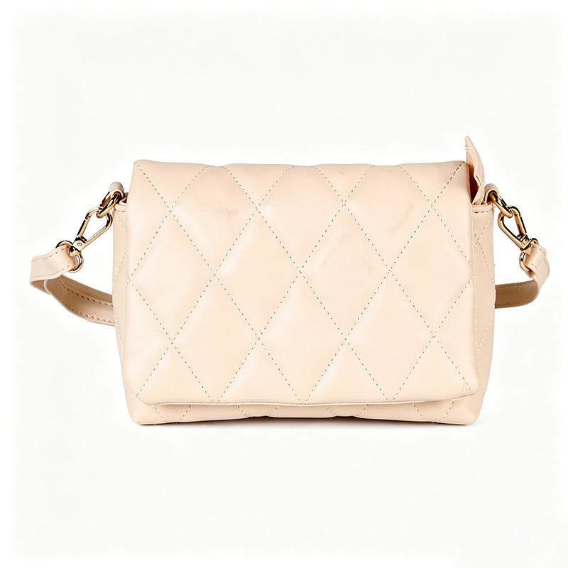 Factory New Design Beige Soft PU Leather Shoulder Bag Quilted PU Leather Stock Crossbody Bag for Women ZBSH1553