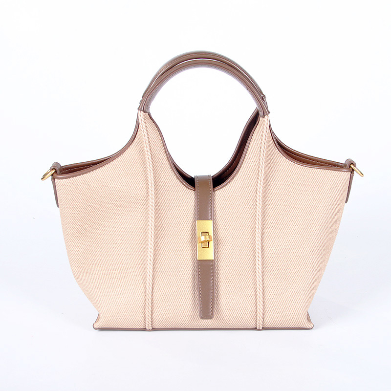 Fabric-textured Pu Leather Handbag forWomen,Beige Vegan Crossbody Bag for Women