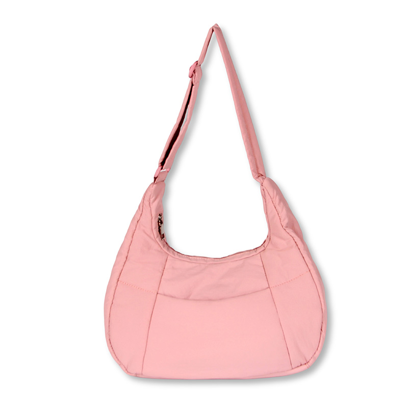 Blush Pink Lightweight Hobo Shoulder Bag,Nylon Crossbody Bag for Women