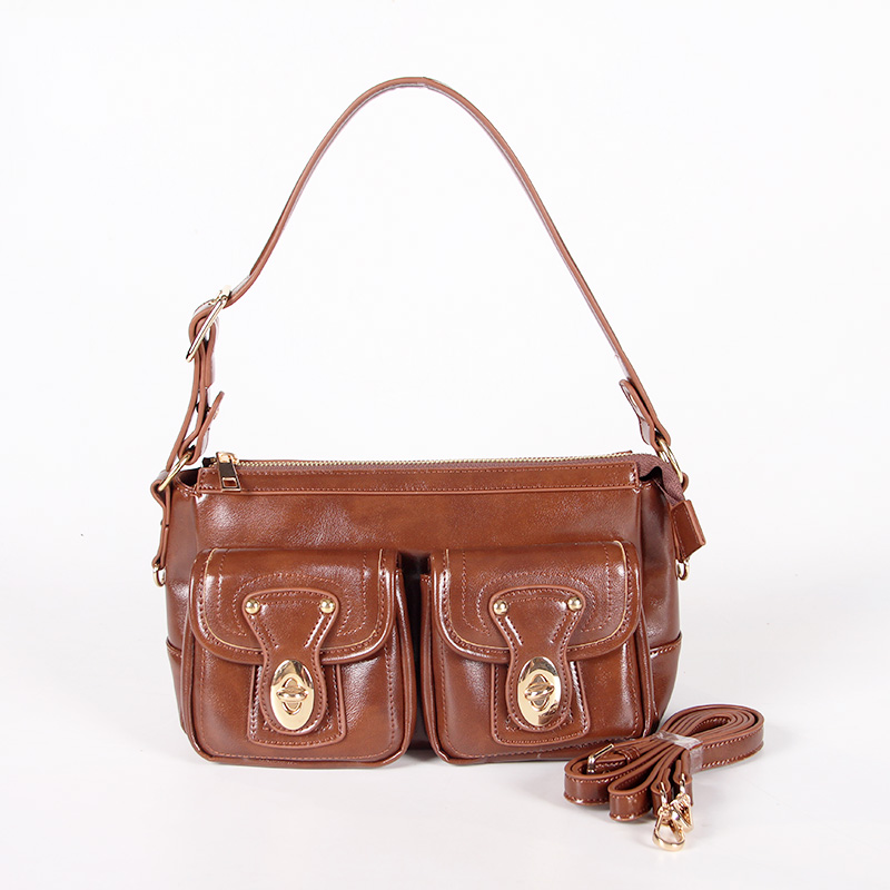 Vintage Brown Faux Leather Shoulder Bag with Detachable Crossbody Strap, Retro Turn-lock Hobo Purse for Women