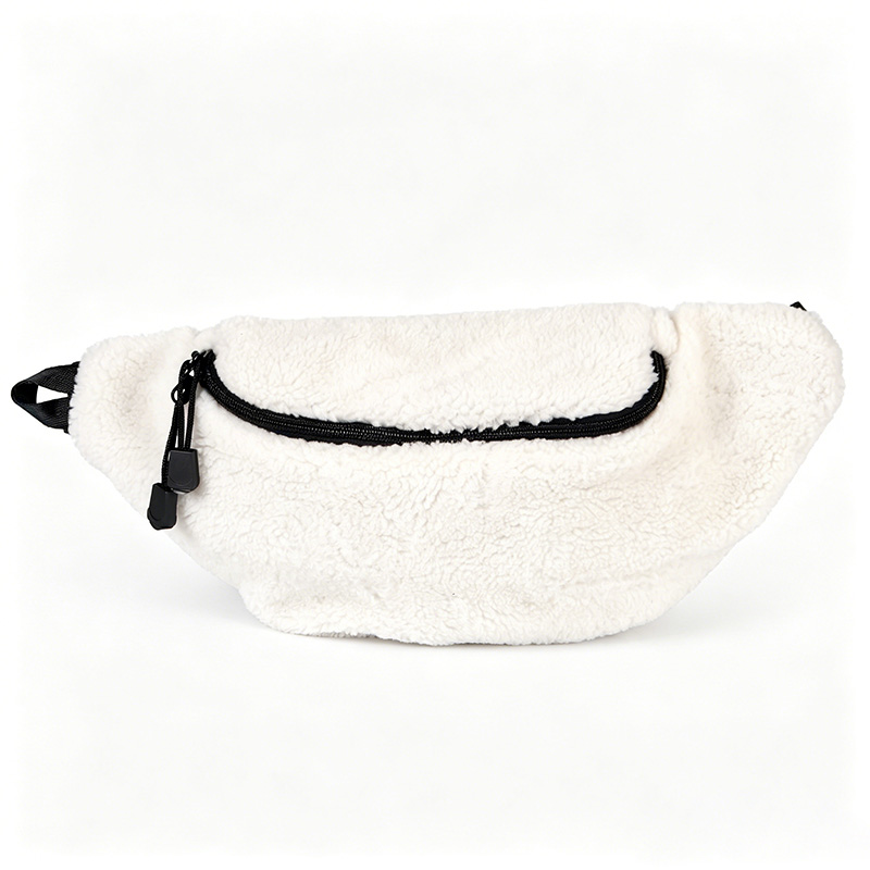 Stock White Fur Belt Bag with Adjustable Strap for Women and Men Crossbody Fanny Bag Bum Bag ZBEV1242-3