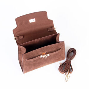 Sacs bandoulière populaires en daim marron pour femmes, avec poignée supérieure et fermoir en métal, modèle ZBSH2244