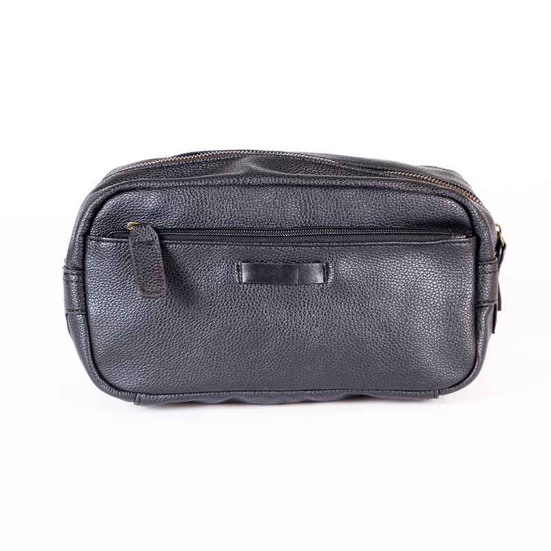 Stock Black PU Leather Toiletry Bag for Men Water Resistant Travel Bag for Toiletries ZXG028