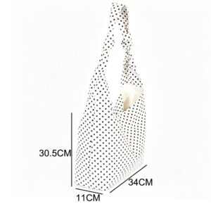 Polka Dot Bag for Women Canvas Tote Handbags Elegant Commuter Shoulder Purse Retro Hobo Bag Spacious Underarm ZBCA1091