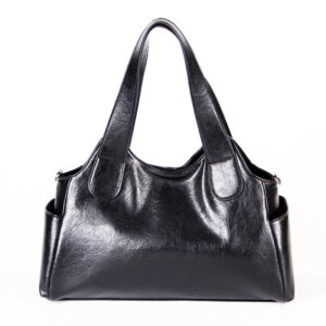 Bolsa feminina vintage moderna em couro PU preto, de alta qualidade e com dois bolsos com zíper (ZBHA1644).