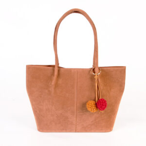 Suede Tote Bags for Women Suede Purse Trendy Shoulder Handbag Slouchy Tote Bag with pom-pom ball ZBHA1650