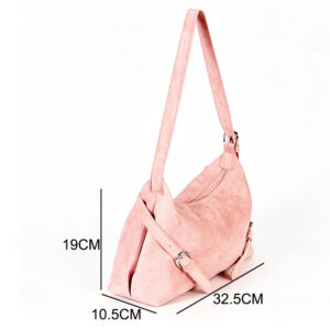 Pink Suede Leather Hobo Bags for Women Suede Crossbody Purses and Slouchy Shoulder Bags With Pin Buckle ZBHA1657