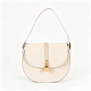 Bolso bandolera Half Moon Saddle, correa ajustable con cierre dorado, de piel vegana.