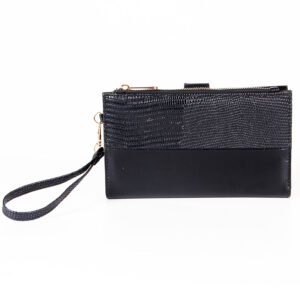 Black Womens Wallet, Large Capacity Card Holder Wallet Bifold Ladies Clutch Wristlet Long Purse with Zipper Pocket ZBWA1313
