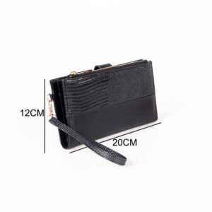 Black Womens Wallet, Large Capacity Card Holder Wallet Bifold Ladies Clutch Wristlet Long Purse with Zipper Pocket ZBWA1313