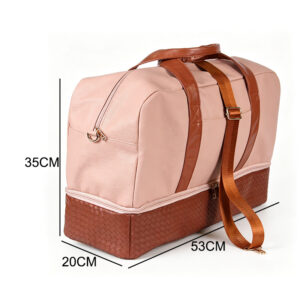 Bolsa de viagem feminina de fim de semana, modelo duffel, em PU, ideal para pernoites, com compartimento para sapatos e bolso impermeável (ZDU29-3).