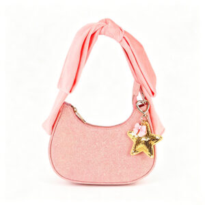 Hot Selling Pink Small Glitter Handbag For Girls Bow Handle Handbag With Star Pendant ZBSM627