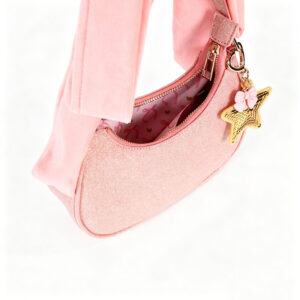 Sac à main rose pailleté pour filles, petit modèle, avec poignée nœud et pendentif étoile (ZBSM627)