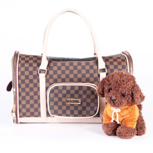 Luxury Pet Carrier, Puppy Small Dog Carrier, Cat Carrier Bag, Waterproof Premium PU Leather Carrying Handbag for Outdoor Travel Walking Hiking Shopping ZPCB16