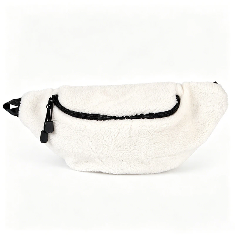 sac banane en fausse fourrure blanche
