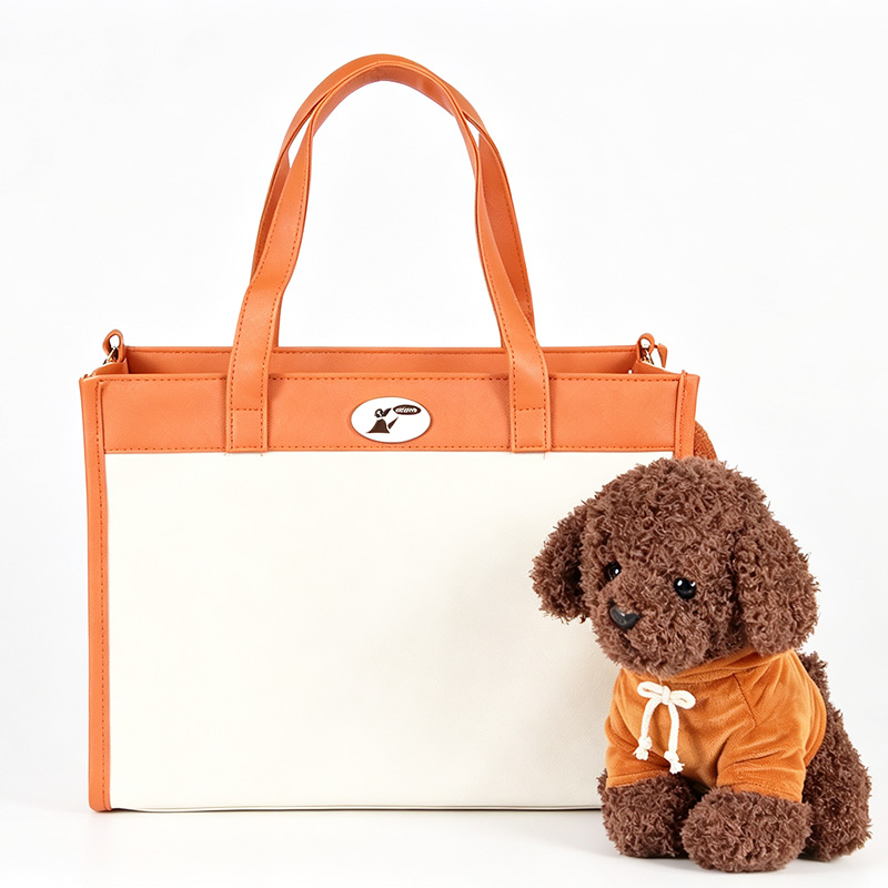 Ergonomic Puppy Travel Bag, Cute Bear Bag | Breathable Faux Leather Dog Carrier Bag for Puppies, for Walking, Hiking, and Travel