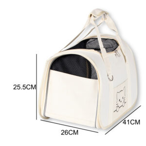 Beige Small Dog Tote Bag With Safety Leash hooks, removable cushion cover, and flat support base for comfortable everyday travel and hands-free carrying ZPCB43