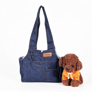 Fashion Blue Denim Dog Purse Carrier for Small Dogs and Cats, Soft-Sided Lightweight Puppy Tote Bag Pet Travel Bag for Outdoor ZPCB47