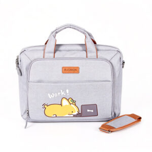 Slim Lightweight Laptop Briefcase, Grey Messenger and Shoulder Bag with Padded Compartment and Trolley Strap for 16" Laptops ZBCA1150