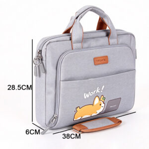 Slim Lightweight Laptop Briefcase, Grey Messenger and Shoulder Bag with Padded Compartment and Trolley Strap for 16" Laptops ZBCA1150