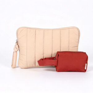 Pink Light Weight Quilted Polyester Laptop Sleeve 13.3-14 Inch Puffer Slim Protective Case for Women ZBCA1151