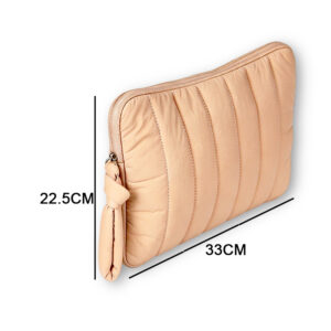 Pink Light Weight Quilted Polyester Laptop Sleeve 13.3-14 Inch Puffer Slim Protective Case for Women ZBCA1151